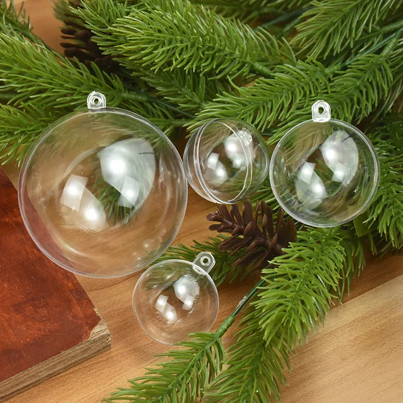 4-10CM Christmas Transparent Ball Plastic Fillable Bauble Xmas Tree Hanging Ornaments Decoration for Home Wedding Party Gift Box