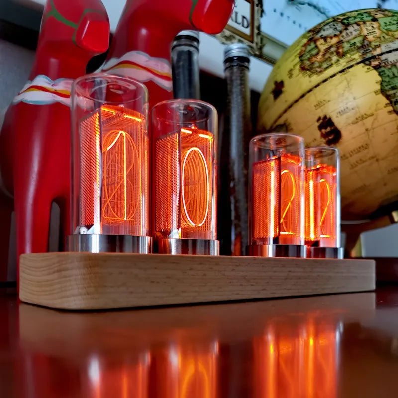 Luxury Wood Nixie Tube Clock Wood Led Digital Watch Table Glow Tube Clock Alarm Desktop Electronic Clocks Home Decoration Gift