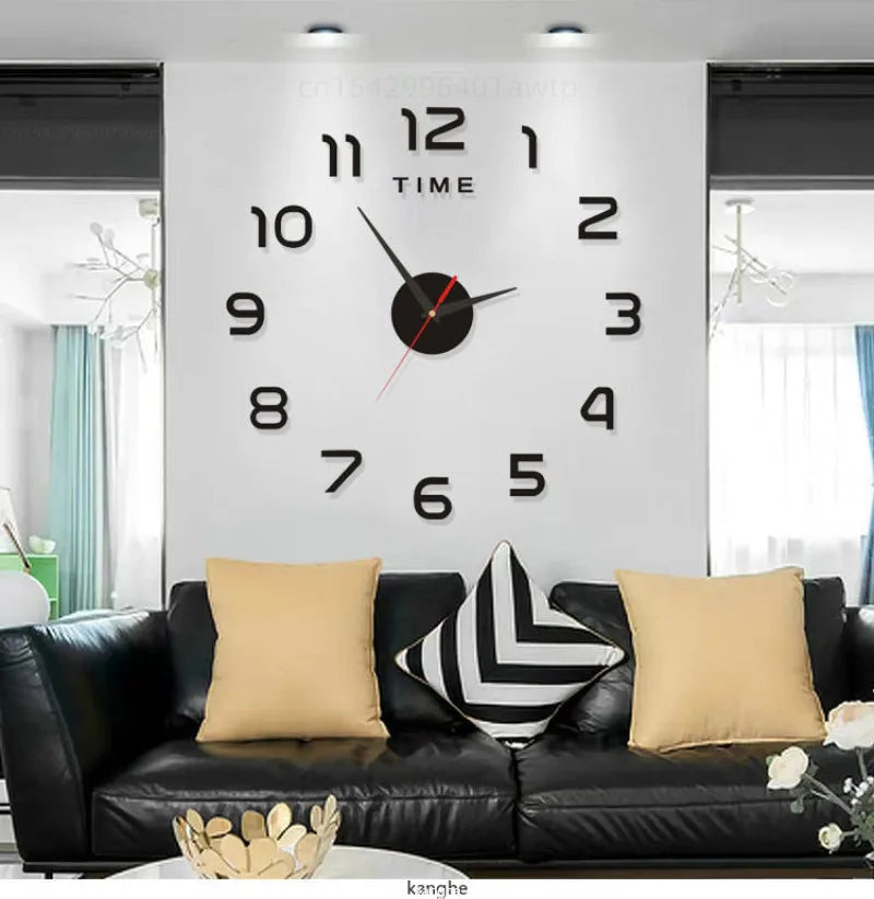 Modern Design Large Wall Clock 3D DIY Quartz Clocks Fashion Watches Acrylic Mirror Stickers Living Room Home Decor