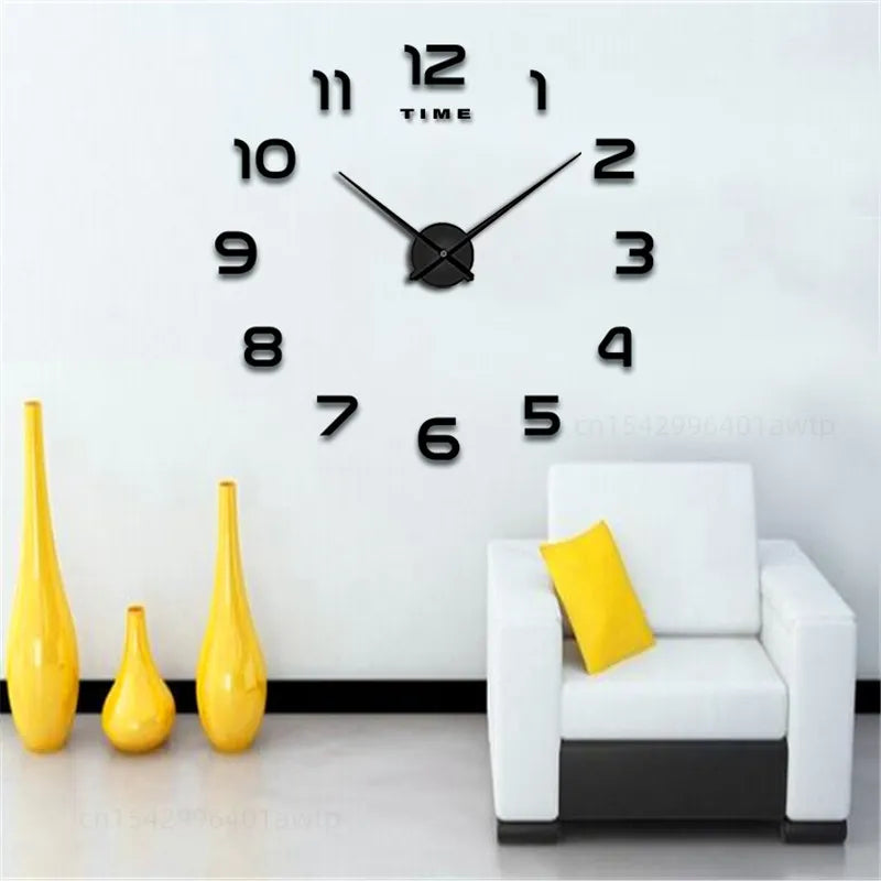 Modern Design Large Wall Clock 3D DIY Quartz Clocks Fashion Watches Acrylic Mirror Stickers Living Room Home Decor