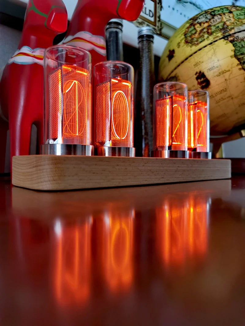 Luxury Wood Nixie Tube Clock Wood Led Digital Watch Table Glow Tube Clock Alarm Desktop Electronic Clocks Home Decoration Gift