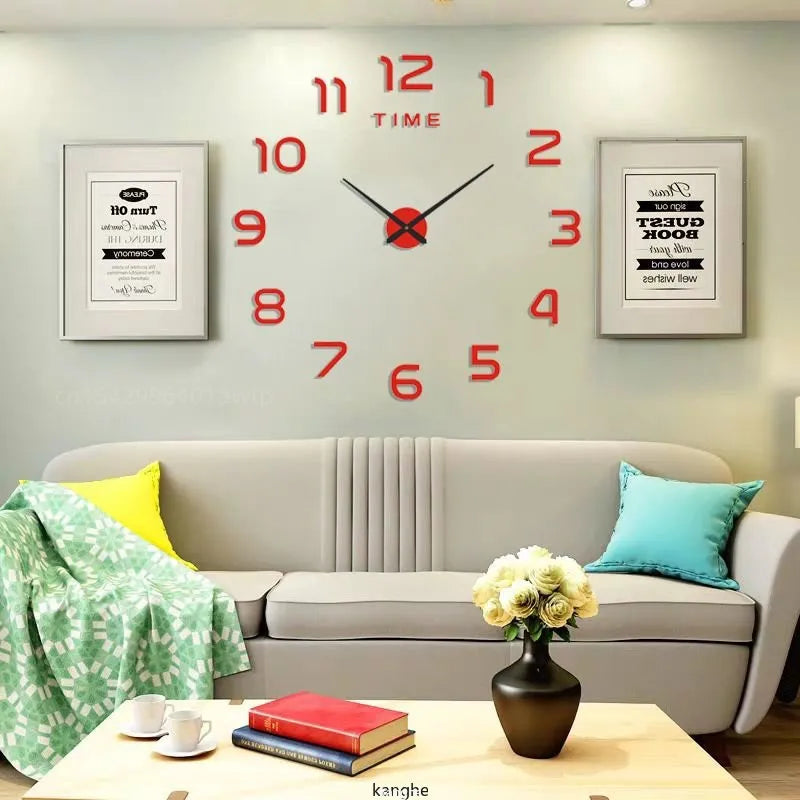 Modern Design Large Wall Clock 3D DIY Quartz Clocks Fashion Watches Acrylic Mirror Stickers Living Room Home Decor