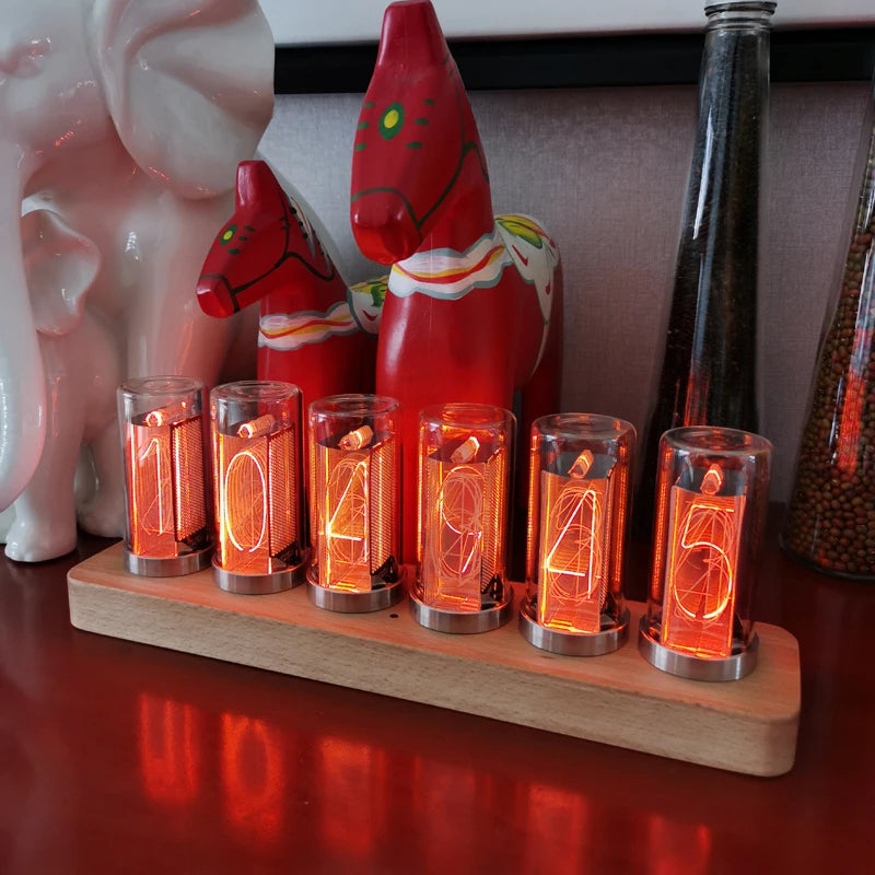 Luxury Wood Nixie Tube Clock Wood Led Digital Watch Table Glow Tube Clock Alarm Desktop Electronic Clocks Home Decoration Gift