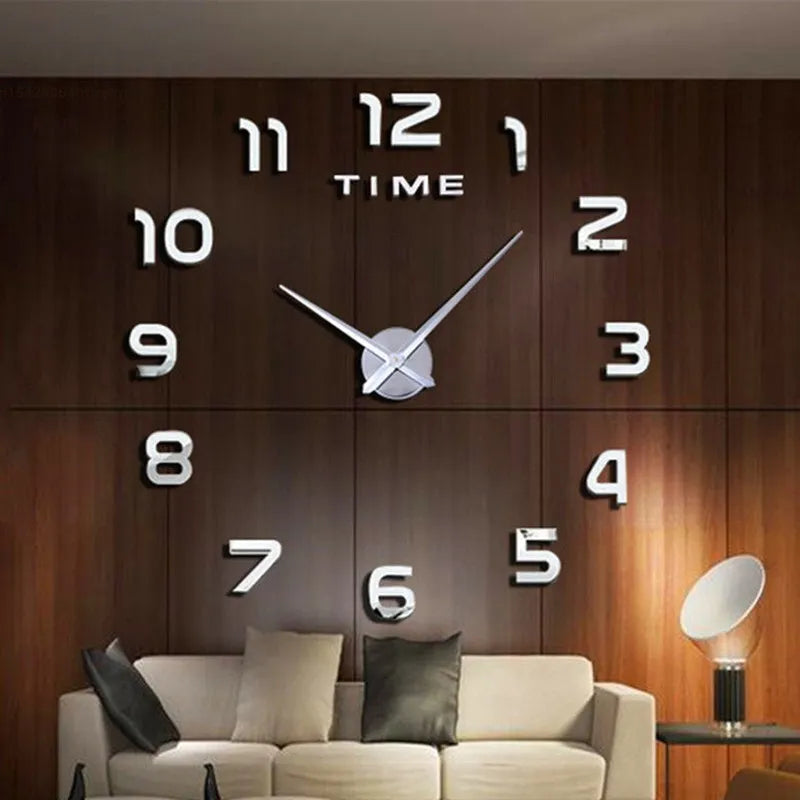 Modern Design Large Wall Clock 3D DIY Quartz Clocks Fashion Watches Acrylic Mirror Stickers Living Room Home Decor